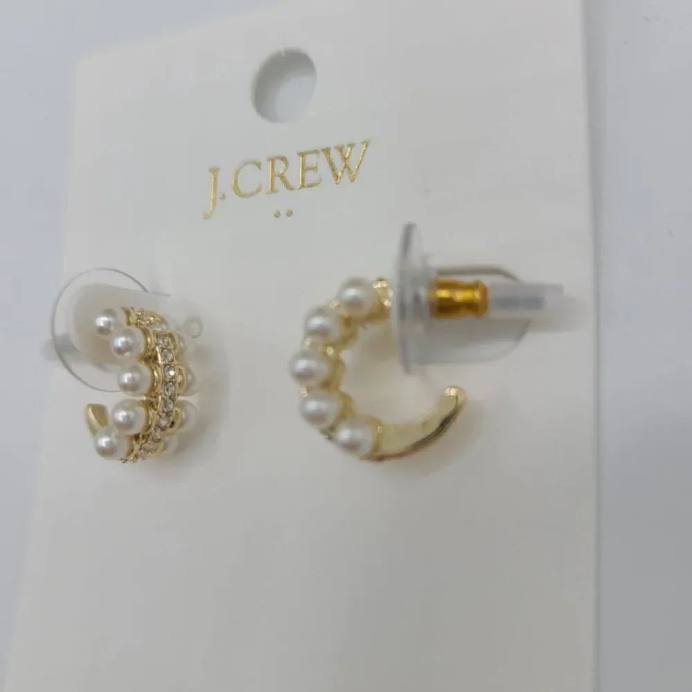 J Crew Factory Faux Pearl Huggie Earrings NWT! NEW!